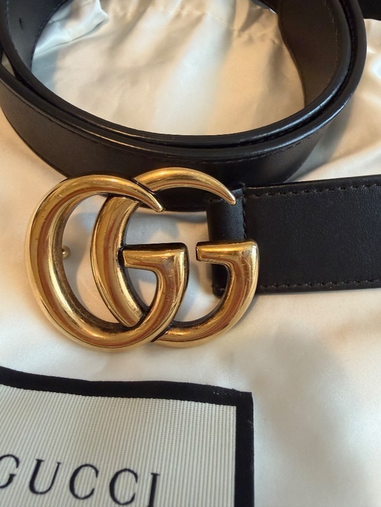 Gucci GG Belt – Black Leather with Gold-Tone GG Buckle | Size 90/36